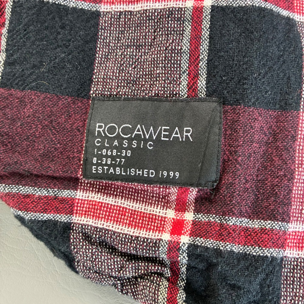 Rocawear Grit Iron Work Wear Mens Large Red Black Plaid Lined Flannel Shirt Read - Picture 7 of 14
